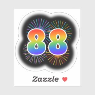 Sticker Fun Fireworks + Rainbow Motif "88" N° d'événement