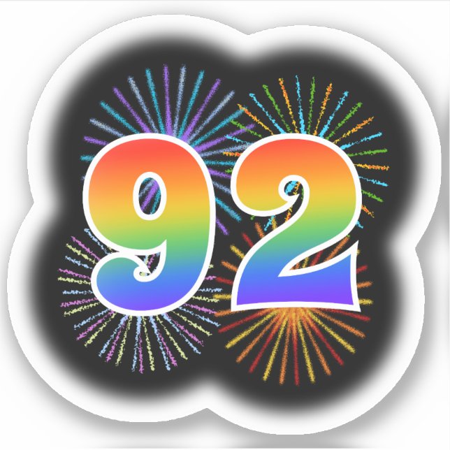 Sticker Fun Fireworks + Rainbow Motif "92" N° d'événement (Devant)