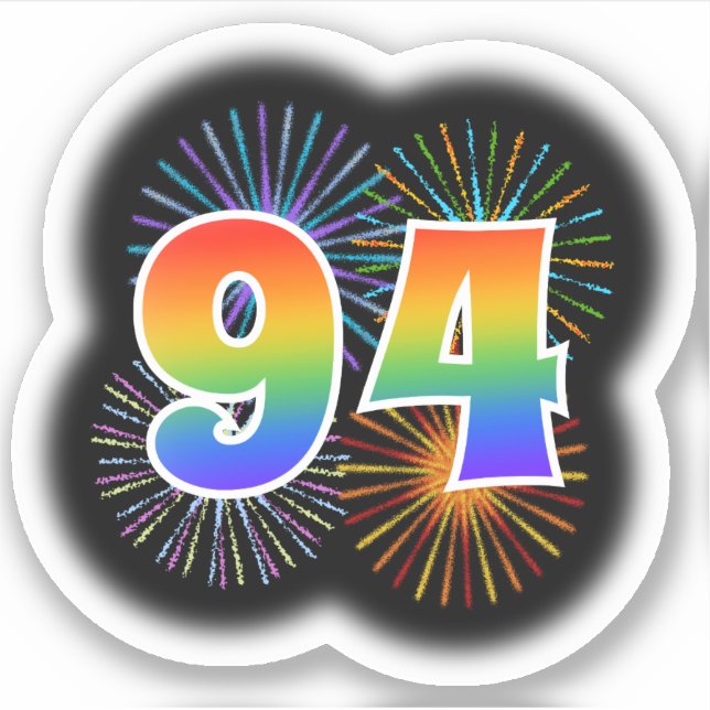Sticker Fun Fireworks + Rainbow Motif "94" N° d'événement (Devant)
