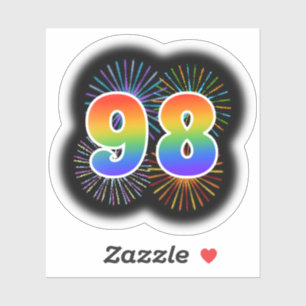 Sticker Fun Fireworks + Rainbow Motif "98" N° d'événement