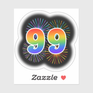 Sticker Fun Fireworks + Rainbow Motif "99" N° d'événement