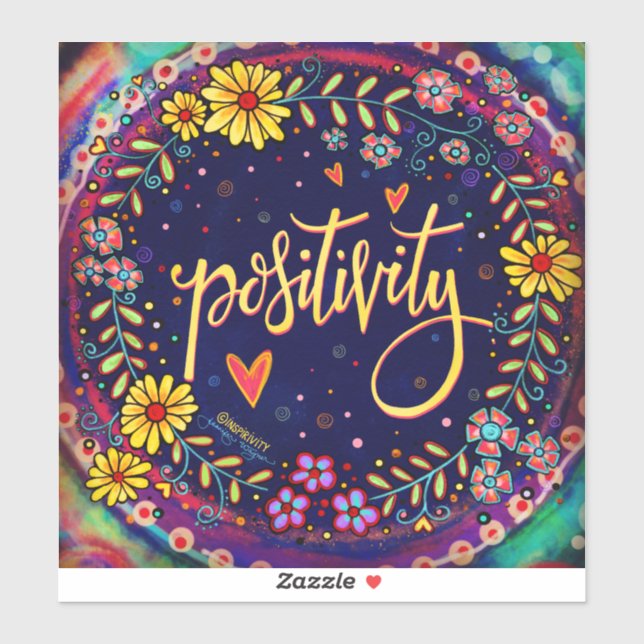 Sticker Fun Floral Positivity Noir Moderne (Feuille)