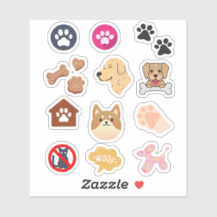 Sticker Fun mignon adorable chien rose Empreinte de patte 