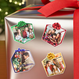 Sticker Fun Modern Christmas Present Family Photo Custom
