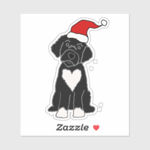 Sticker Funky Black Portugais Water Dog Noël