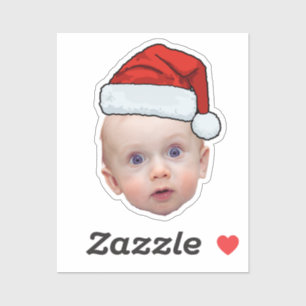 Sticker Funky Custom Face Photo Père Noël Head Christmas