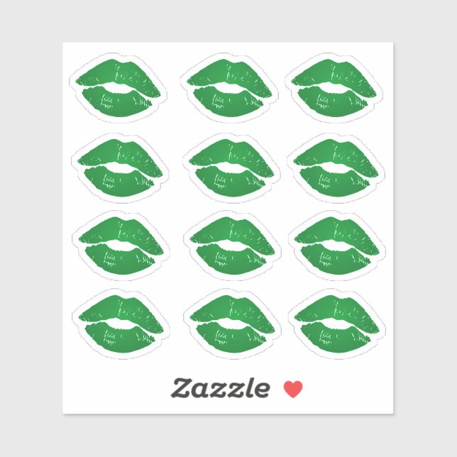 Sticker Funky Green Irish Kisses Saint Patrick's Day (Feuille)