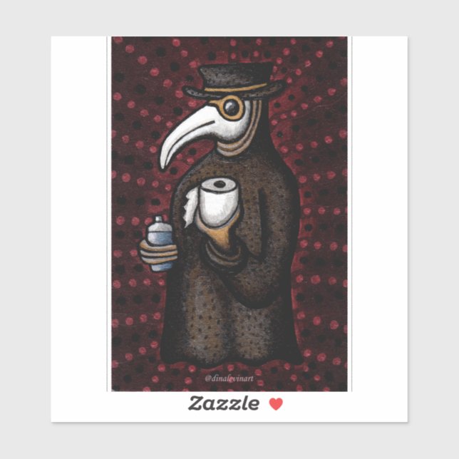 Sticker Funky Plague Doctor avec papier toilette (Feuille)
