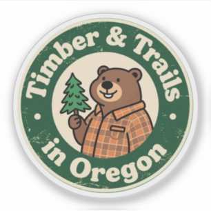 Sticker Funky Vintage Oregon Beaver Flannel À feuillage pe