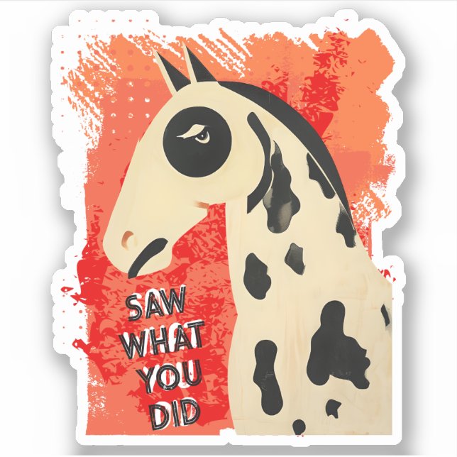 Sticker Funny art horse snarky side eye custom text (Devant)