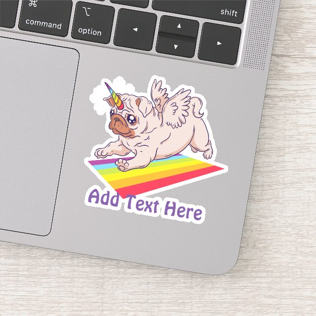 Sticker Funny CARLIN Unicorn Rainbow AJOUTER Propre Cool T (Détail)