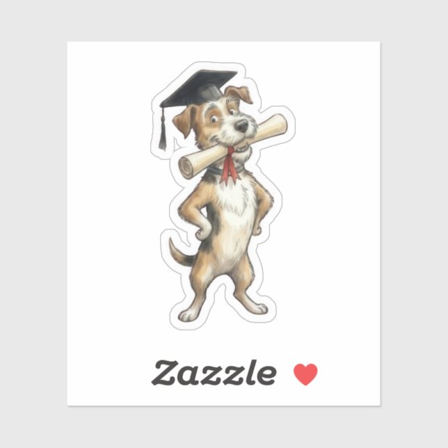 Sticker Funny Dog Graduation (Feuille)