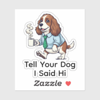 Sticker Funny English Cocker Spaniel Business Suit Coffee