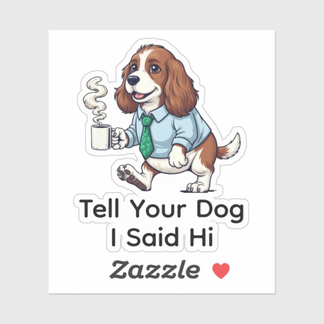 Sticker Funny English Cocker Spaniel Business Suit Coffee  (Feuille)