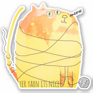 Sticker Funny Fat jeu avec fil tricot crochet