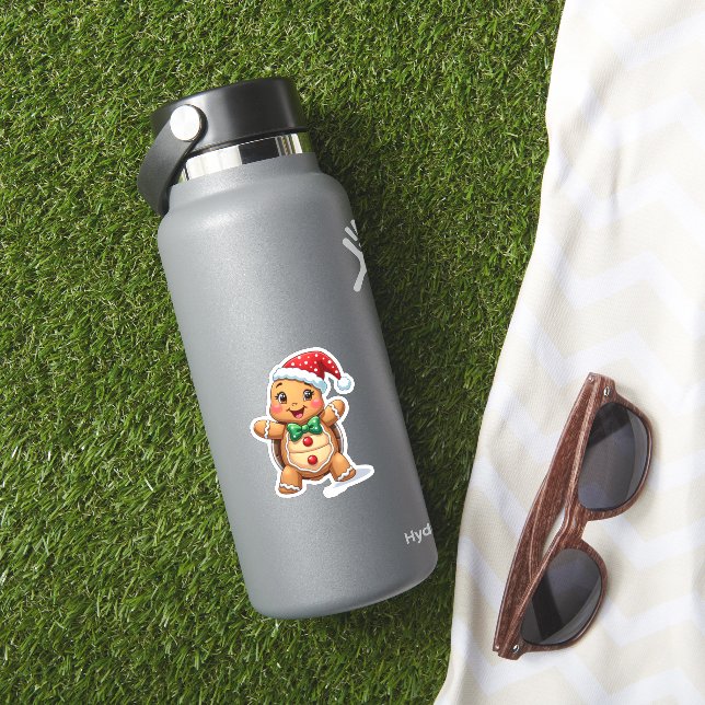 Sticker Funny Gingerbread Man Turtle Christmas Womens Mens (HydroFlask Insitu)