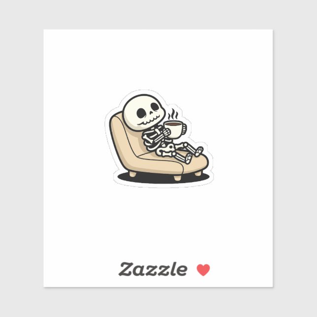 Sticker Funny Grim Reaper Drinking Coffee | "Dead Inside"  (Feuille)