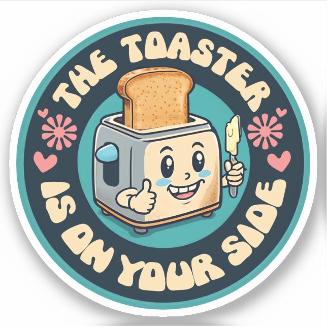 Sticker Funny groovy 60s hippie toaster thumbs up (Devant)