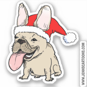 Sticker Funny Holiday French Bulldog Frenchie Clause