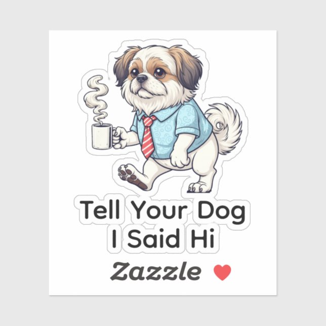 Sticker Funny Japanese Chin Dog Business Suit Coffee  (Feuille)