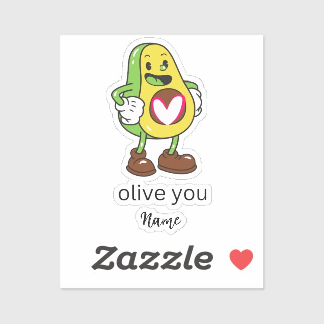 Sticker Funny Olive You Humour Ajouter un nom Cadeau perso (Feuille)