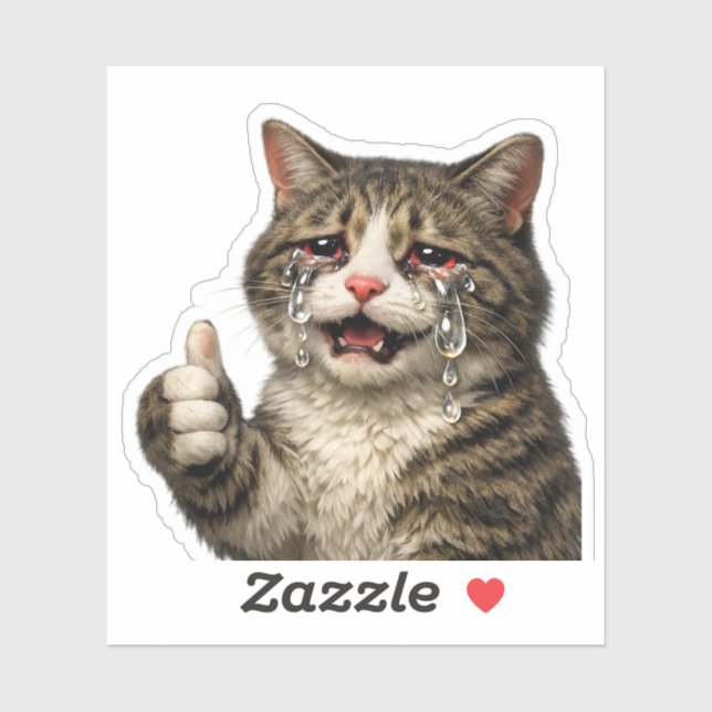 Sticker Funny Relatable Crying Kitty Meme (Feuille)