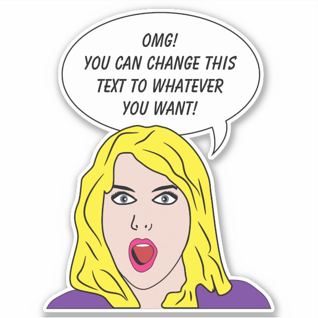 Sticker FUNNY RETRO WOMAN texte personnalisé (Devant)