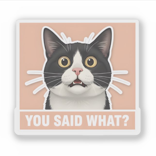 Sticker Funny Sassy Tuxedo Cat - Sarcastic Meme Cat Decor  (Devant)