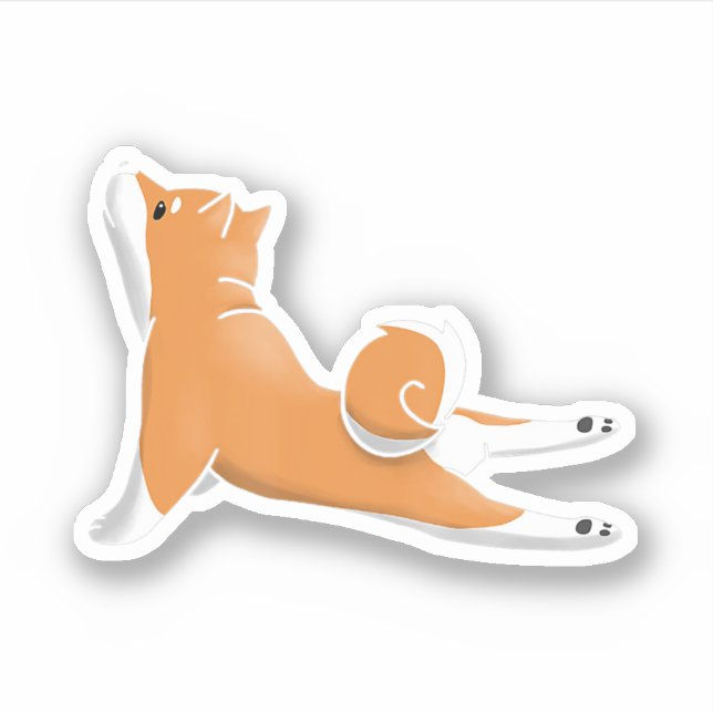 Sticker funny shiba inu dog yoga pose birthday (Devant)