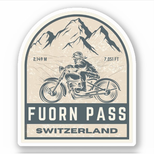 Sticker Fuorn Pass-Ofenpass Suisse - Alpes tour moto (Devant)