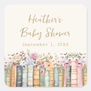 Sticker für Baby Shower mit Buch-Thema