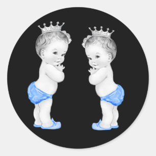 Sticker für Baby Shower Zwillinge Jungen Blau Prin