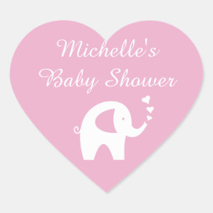 Sticker für Babydusche in rosa Herzform