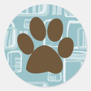 Sticker für blaue und braune Paw-Druckmuster