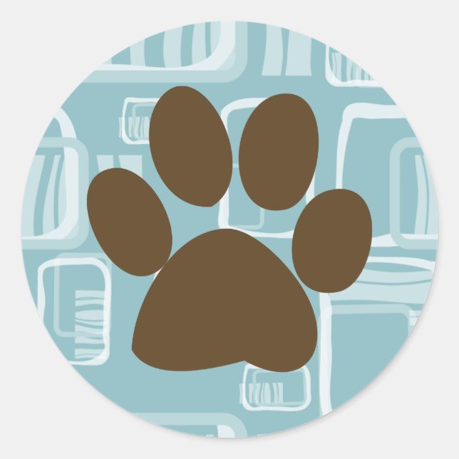Sticker für blaue und braune Paw-Druckmuster (Vorderseite)