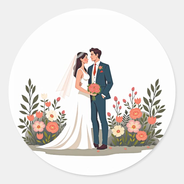Sticker für Braut- und Blumenmuster (Vorderseite)