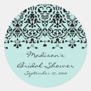 Sticker für das elegante Aqua & Black Damask Braut