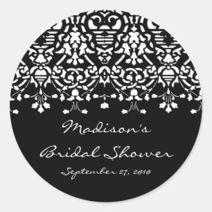 Sticker für das elegante Weiß- und Schwarz-Damast-