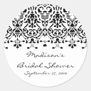 Sticker für das elegante Weiß- und Schwarz-Damast-
