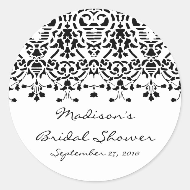Sticker für das elegante Weiß- und Schwarz-Damast- (Vorderseite)