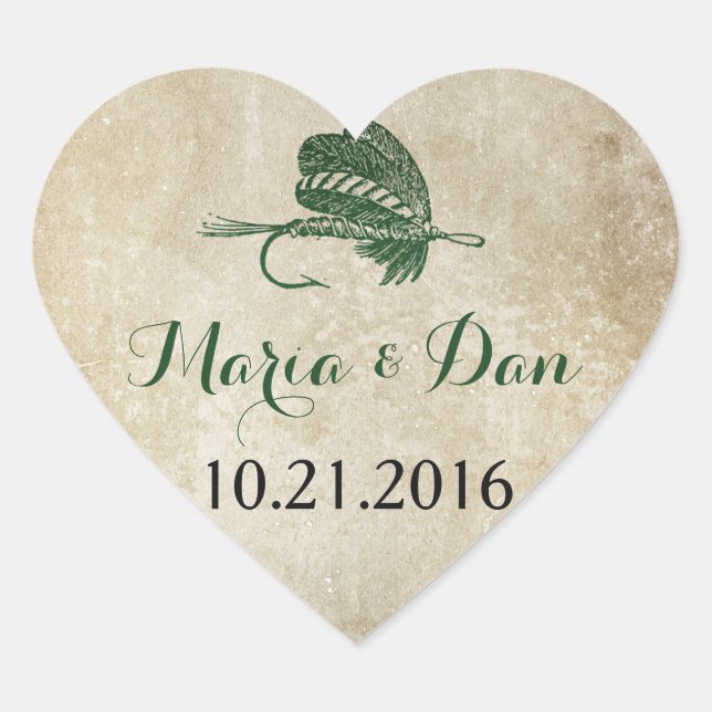 Sticker für das Hochzeitdatum für rustikale Fische (Vorderseite)