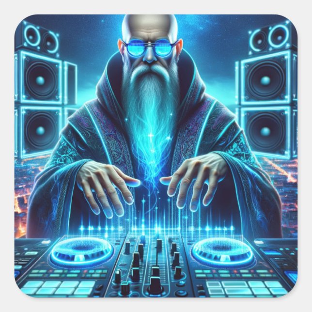 Sticker für den Futuristischen Techno Wizard (Vorderseite)