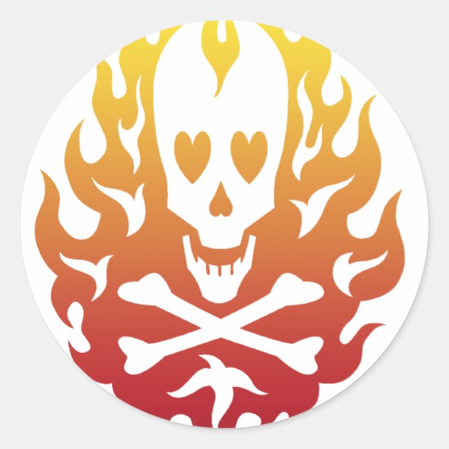 Sticker für den Schädel des brennenden Herzens (Vorderseite)
