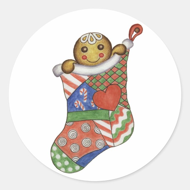 Sticker für den Weihnachtsgingerbrot-Strumpf (Vorderseite)