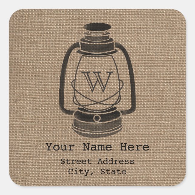 Sticker für die am Burlap Inspiriert Monogram Lant (Vorderseite)