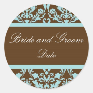 Sticker für die Gastgeschenk Hochzeit Blau und Bra