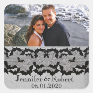 Sticker für die Gastgeschenk Hochzeit Gothic Bat L