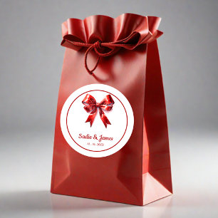 Sticker für die Rote Bow-Gastgeschenk Hochzeit in 