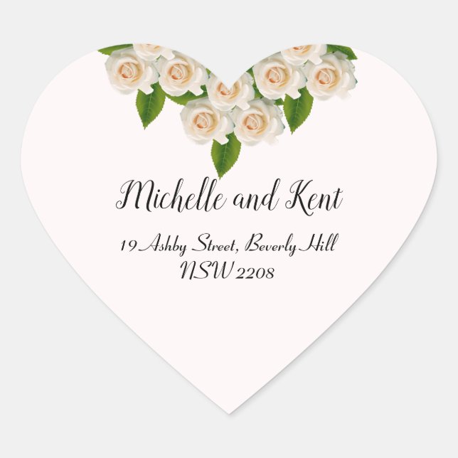 Sticker für die Rücksendeadresse White Roses (Vorderseite)