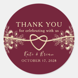Sticker für Elegant Gold Burgundy Gastgeschenk Hoc